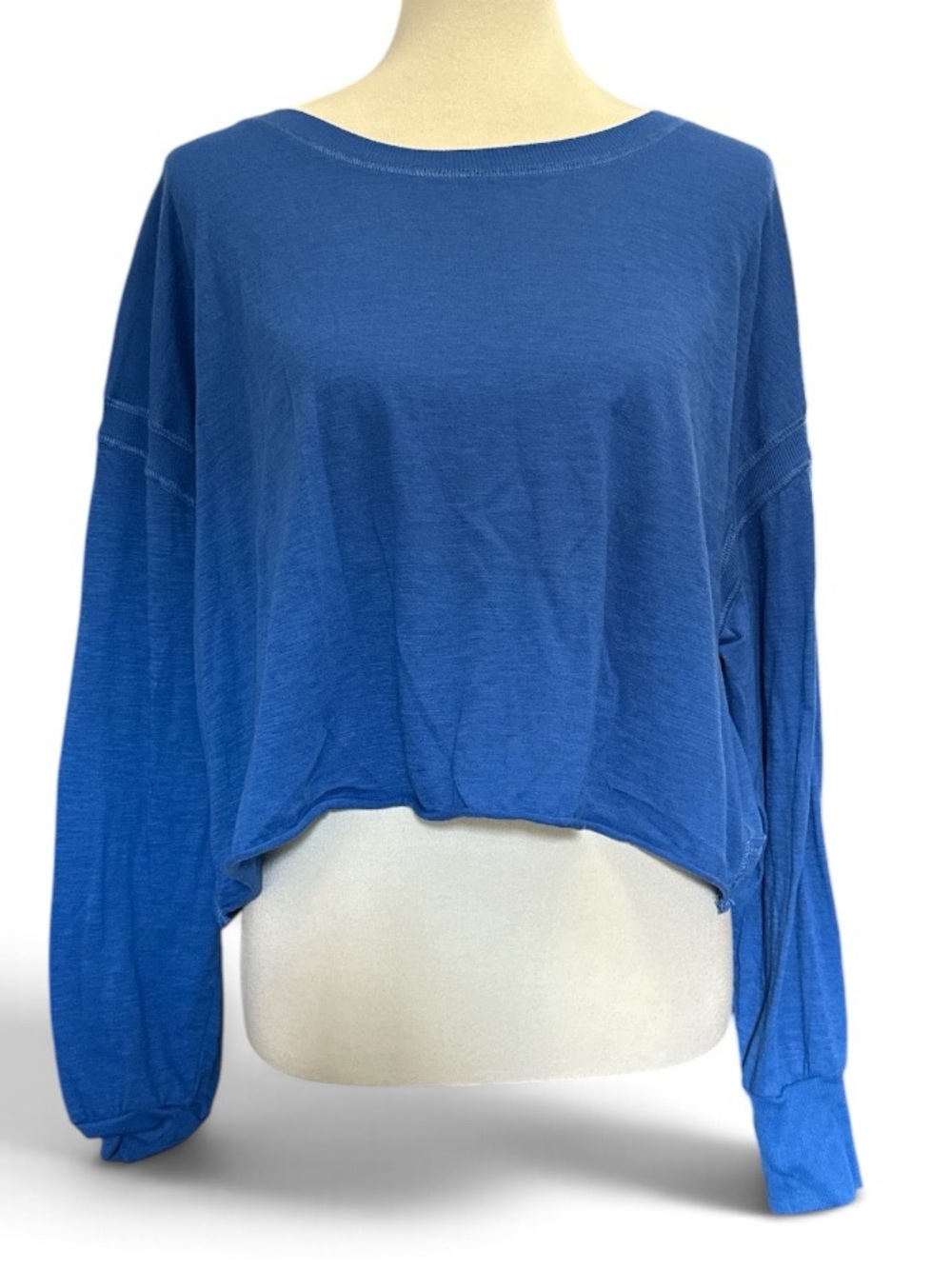Sundry Cobalt Blue Cropped Long-Sleeve Tee #762